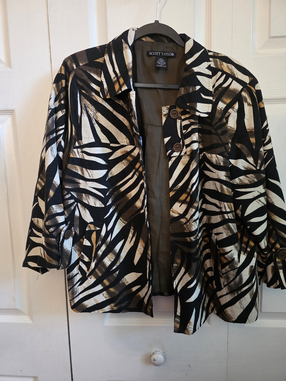 Scott Taylor Black and Gold Patterned Women's Blazer